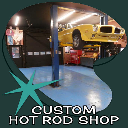 Custom hot rod shop button